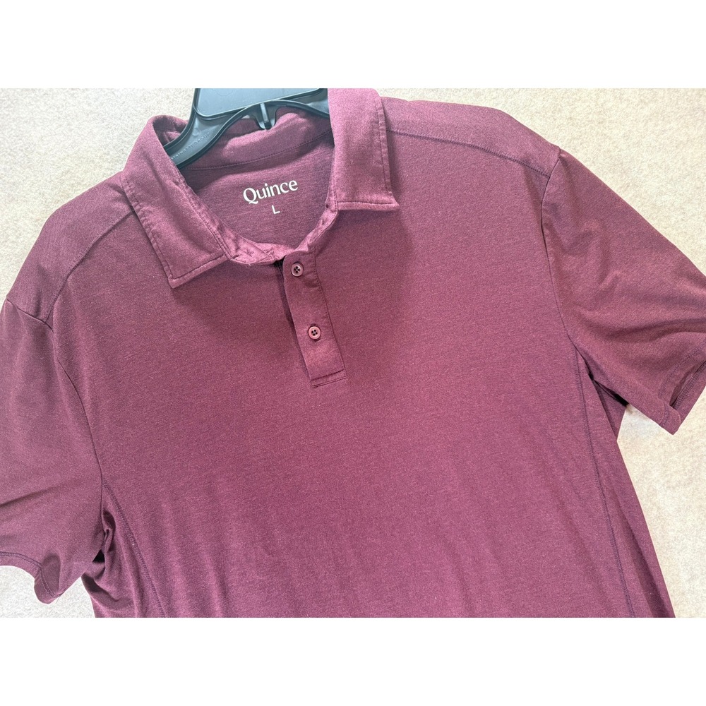 Quince Mens Performance Polo Shirt Burgundy Recycled Polyester Spandex Large L
